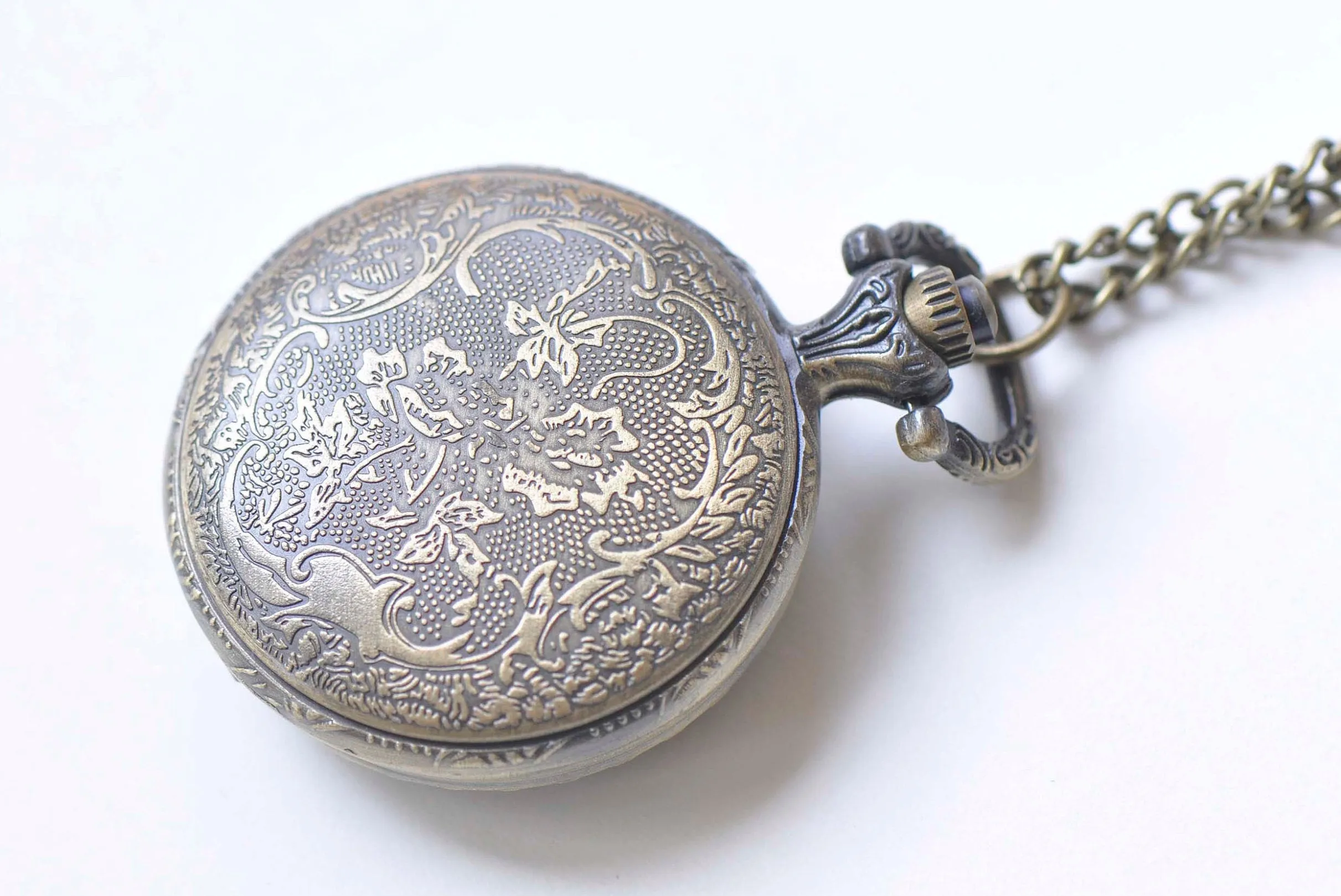 1 PC Antique Bronze/Platinum/Black Spider Cobweb Pocket Watch Necklace