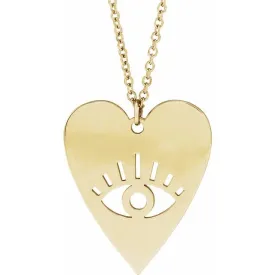 14K Evil Eye Heart Necklace
