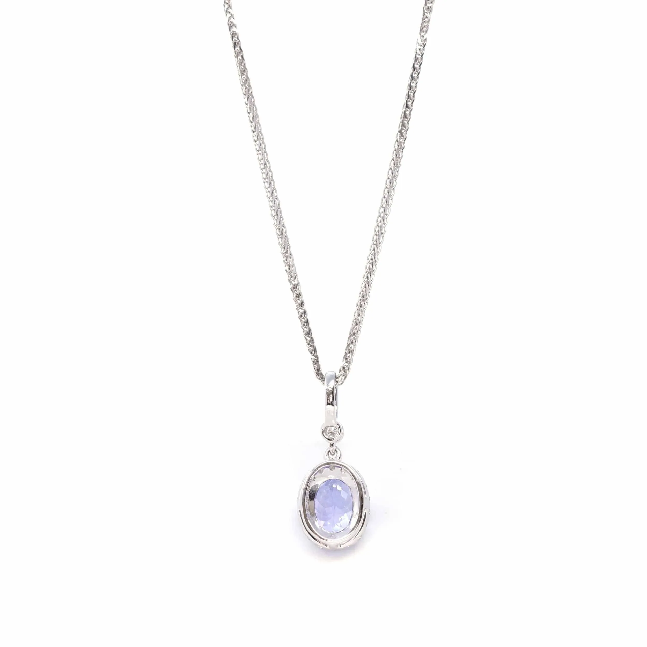 14k White Gold Oval Tanzanite Necklace With Diamonds