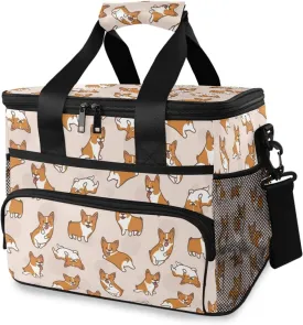 ALAZA Cute Little Corgi Pattern Large Cooler Insulated Picnic Bag Lunch Box for Adult Men Women