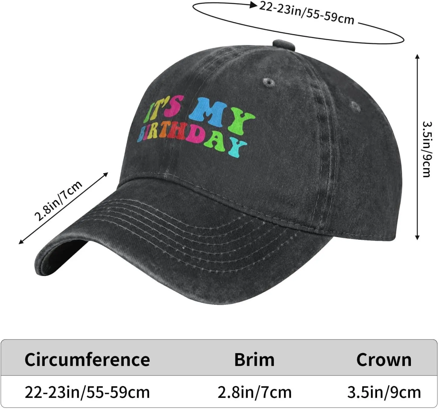 Birthday Baseball Cap for Men Women, Adjustable Hat for Party