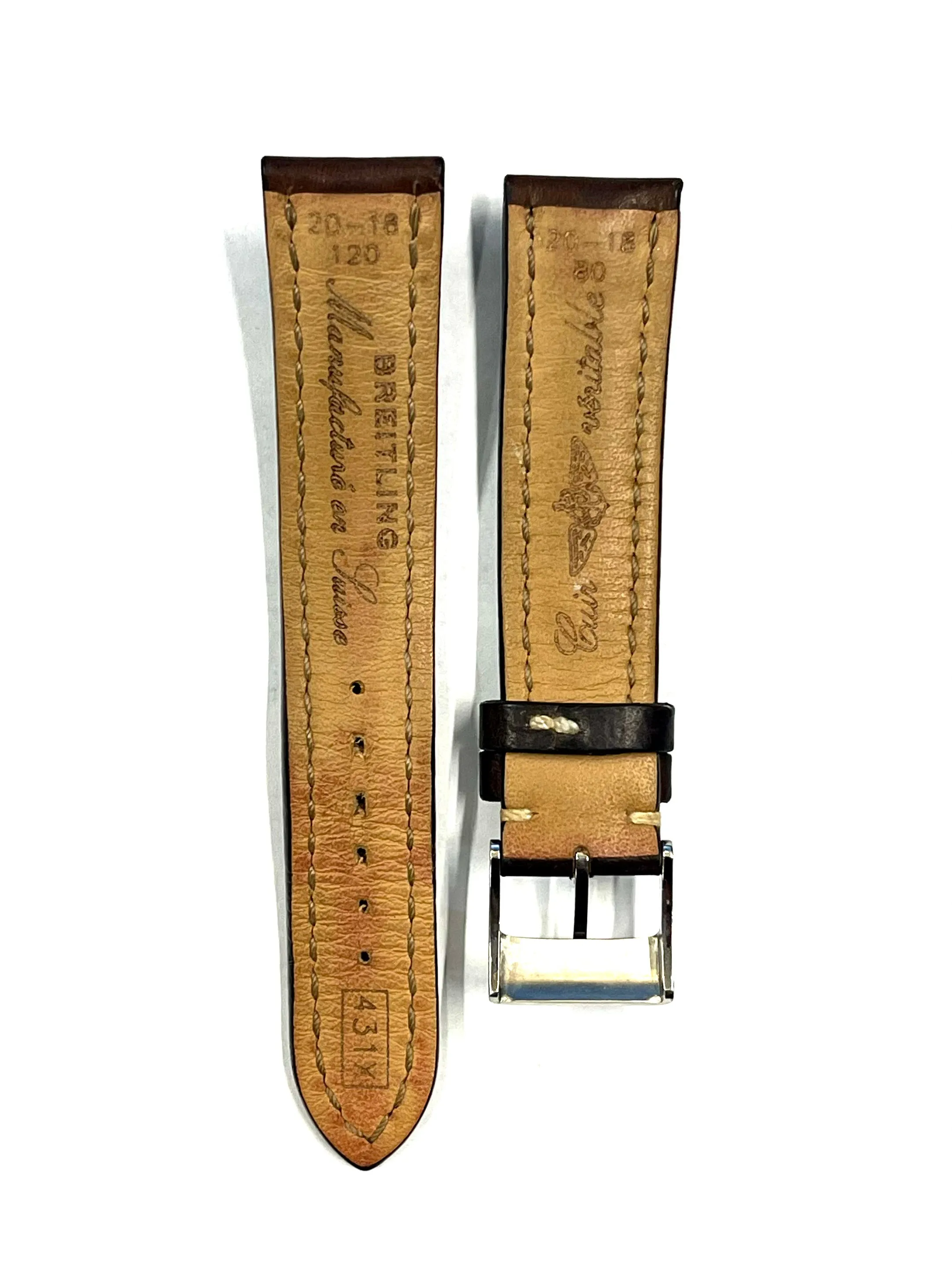 Breitling Brown Padded Veritable Leather Watch Strap -$800 APR w/ CoA!