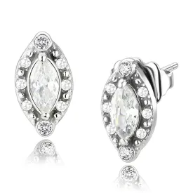 CJ368 Wholesale Women's Stainless Steel AAA Grade CZ Clear Marquise Stud Earrings