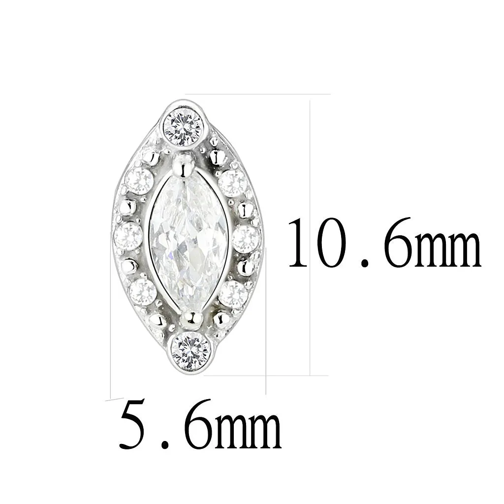 CJ368 Wholesale Women's Stainless Steel AAA Grade CZ Clear Marquise Stud Earrings