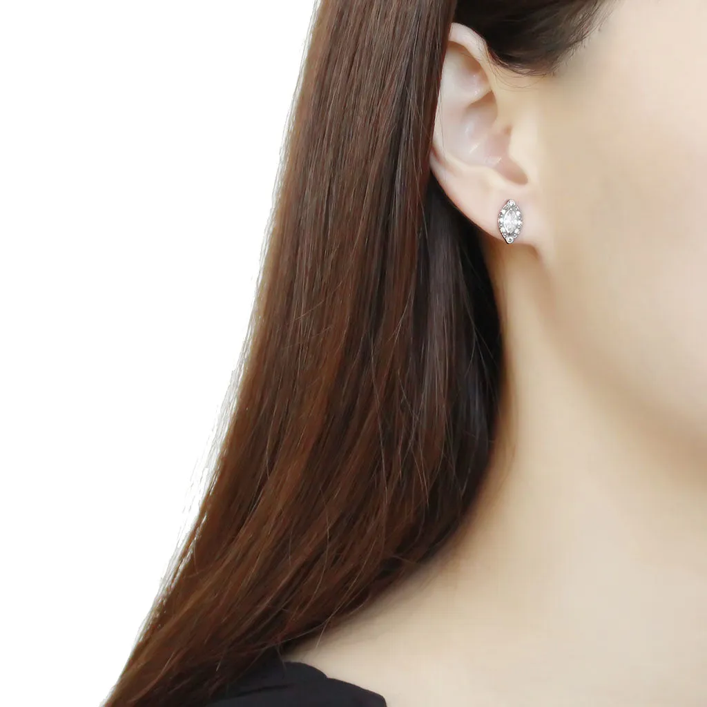 CJ368 Wholesale Women's Stainless Steel AAA Grade CZ Clear Marquise Stud Earrings
