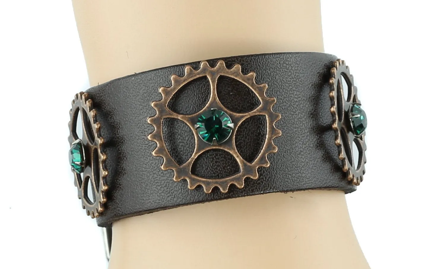 Copper Gear Crystal Stone Bracelet