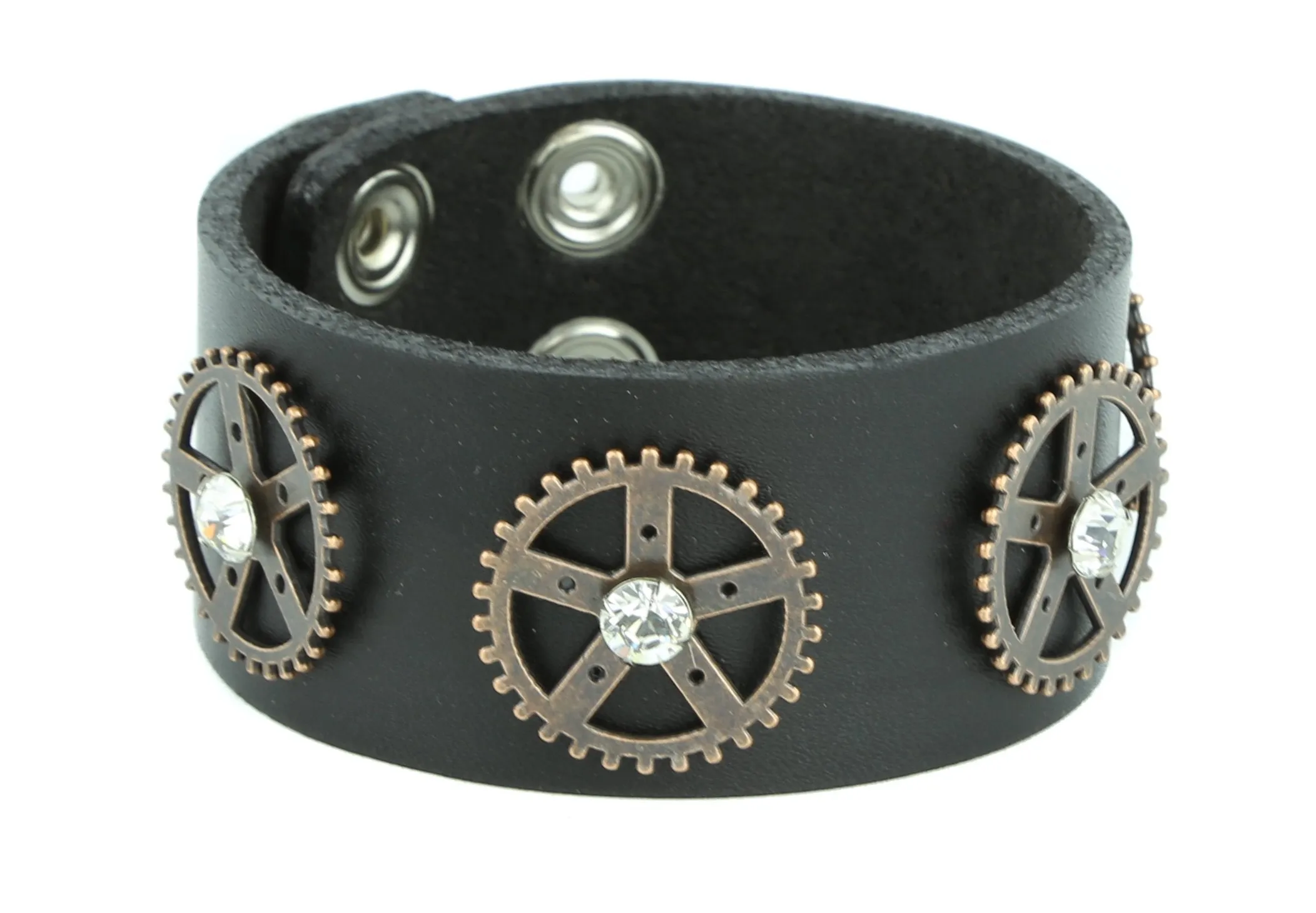 Copper Gear Crystal Stone Bracelet