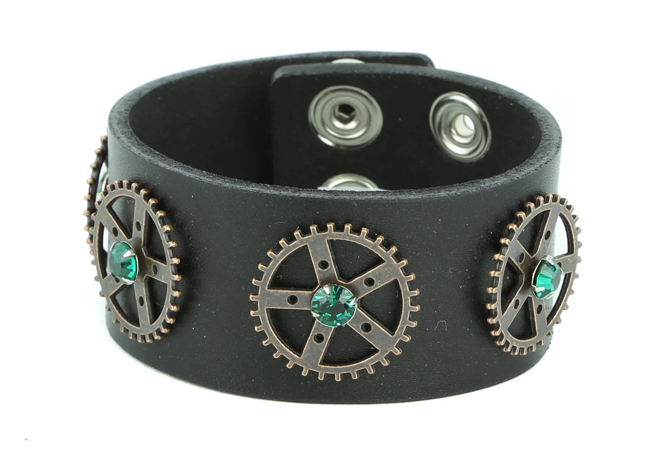 Copper Gear Crystal Stone Bracelet