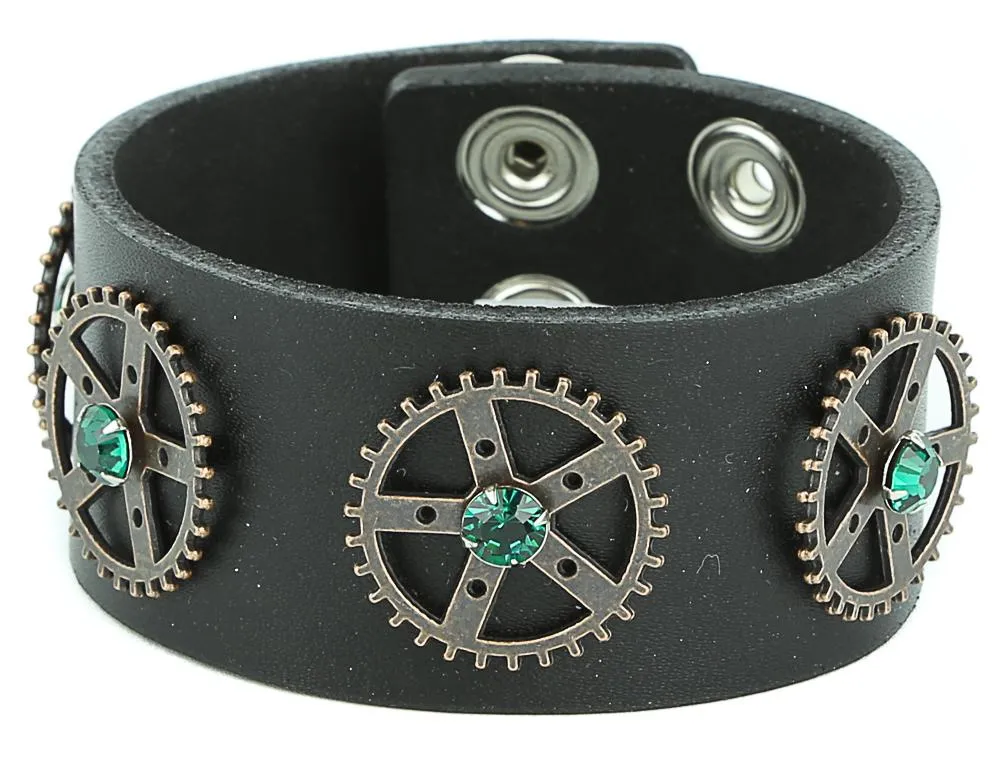 Copper Gear Crystal Stone Bracelet