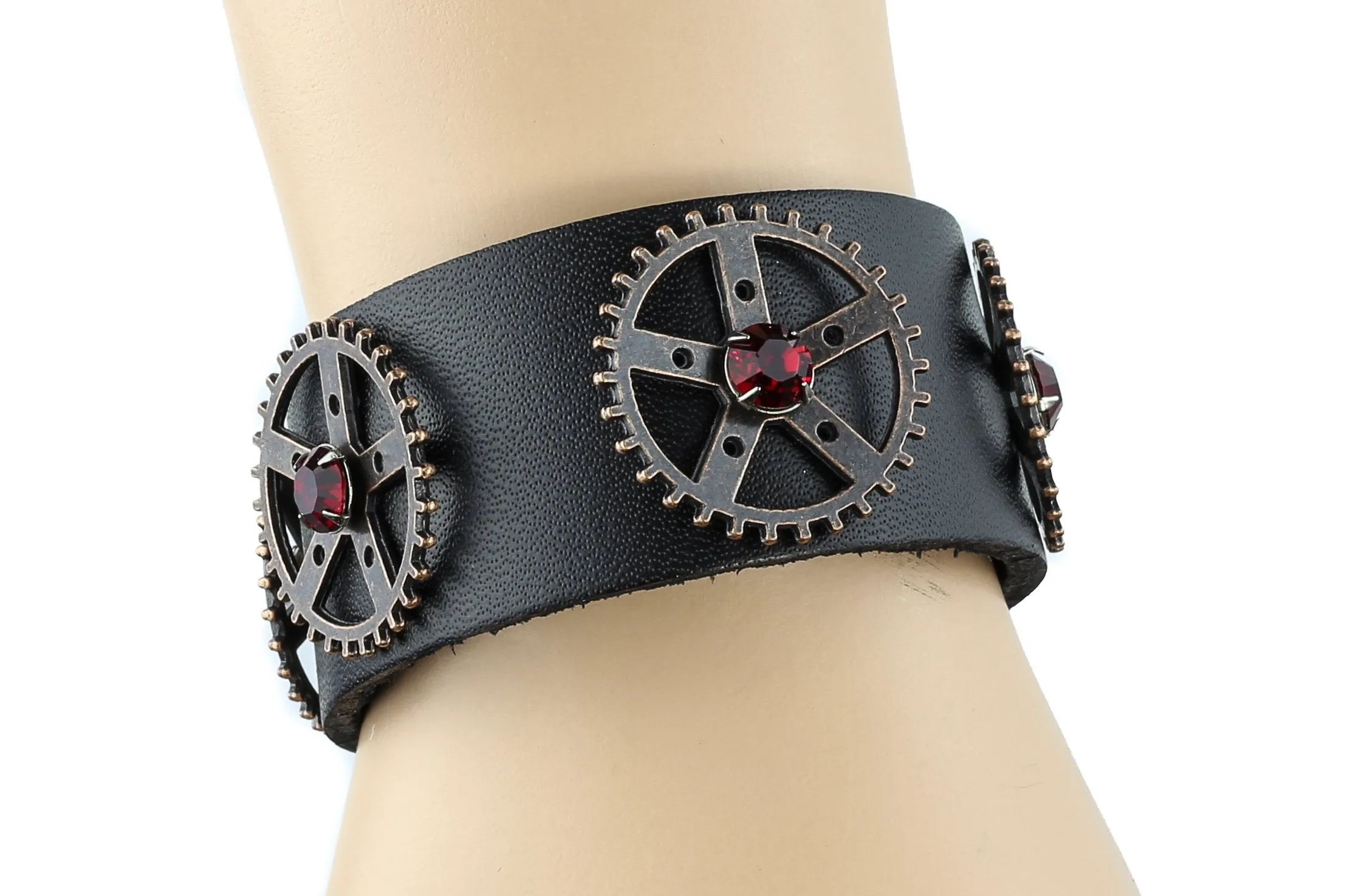 Copper Gear Crystal Stone Bracelet