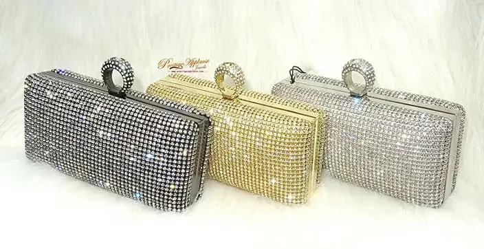 Crystal Classy Gold Silver Black Clutch Party Clutch Evening Party Cocktail Wedding Bridal Purse for women