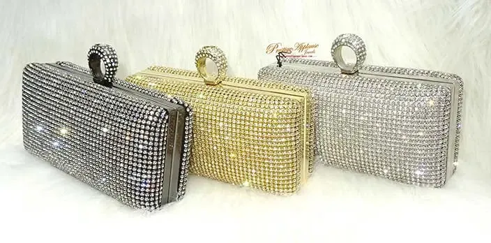Crystal Classy Gold Silver Black Clutch Party Clutch Evening Party Cocktail Wedding Bridal Purse for women