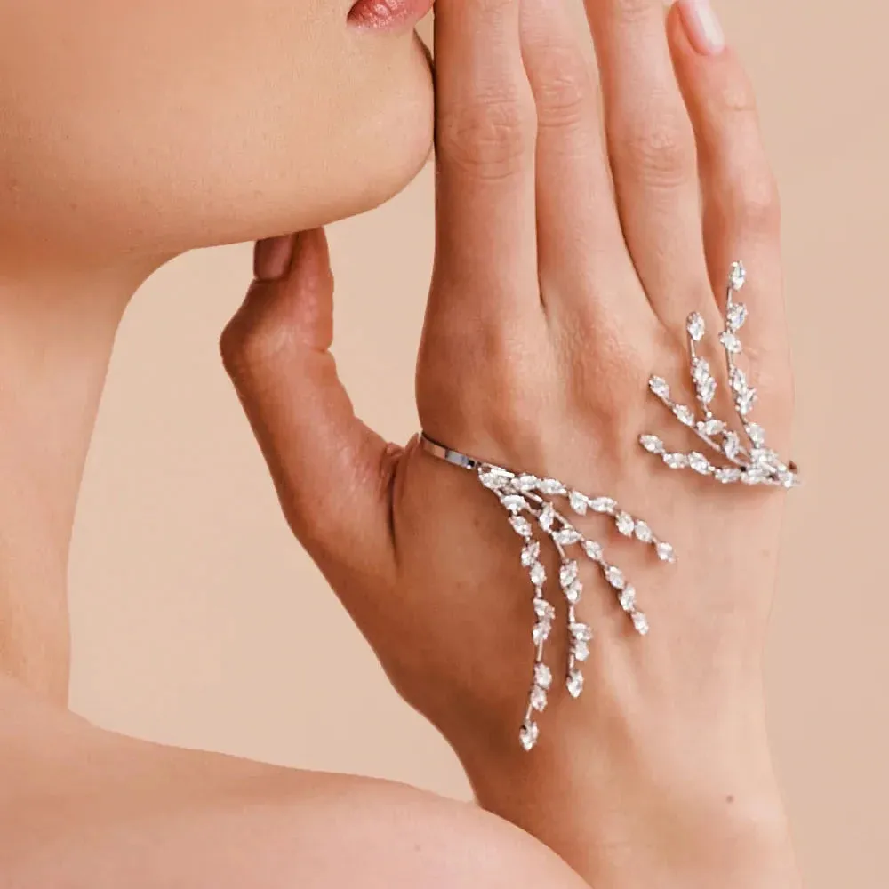 Crystal Leaf Hand Bracelet