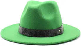 DHAEY 24 Color Felt Hat European and American Fashion Casual and Winter Snake Texture Hat Men and Women's Jazz Hat Luopan Caps & Hats (Color : Grass Green, Size : M)
