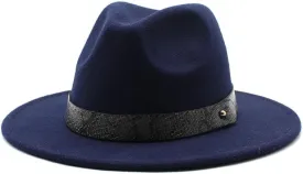 DHAEY 24 Color Felt Hat European and American Fashion Casual and Winter Snake Texture Hat Men and Women's Jazz Hat Luopan Caps & Hats (Color : Navy, Size : M)