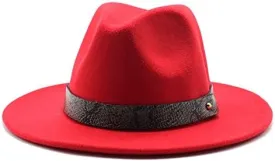DHAEY 24 Color Felt Hat European and American Fashion Casual and Winter Snake Texture Hat Men and Women's Jazz Hat Luopan Caps & Hats (Color : Rose Red, Size : M)