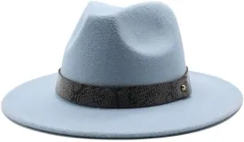 DHAEY 24 Color Felt Hat European and American Fashion Casual and Winter Snake Texture Hat Men and Women's Jazz Hat Luopan Caps & Hats (Color : Sky Blue, Size : M)