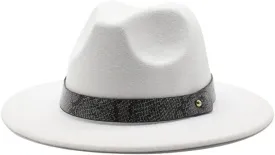 DHAEY 24 Color Felt Hat European and American Fashion Casual and Winter Snake Texture Hat Men and Women's Jazz Hat Luopan Caps & Hats (Color : White, Size : M)
