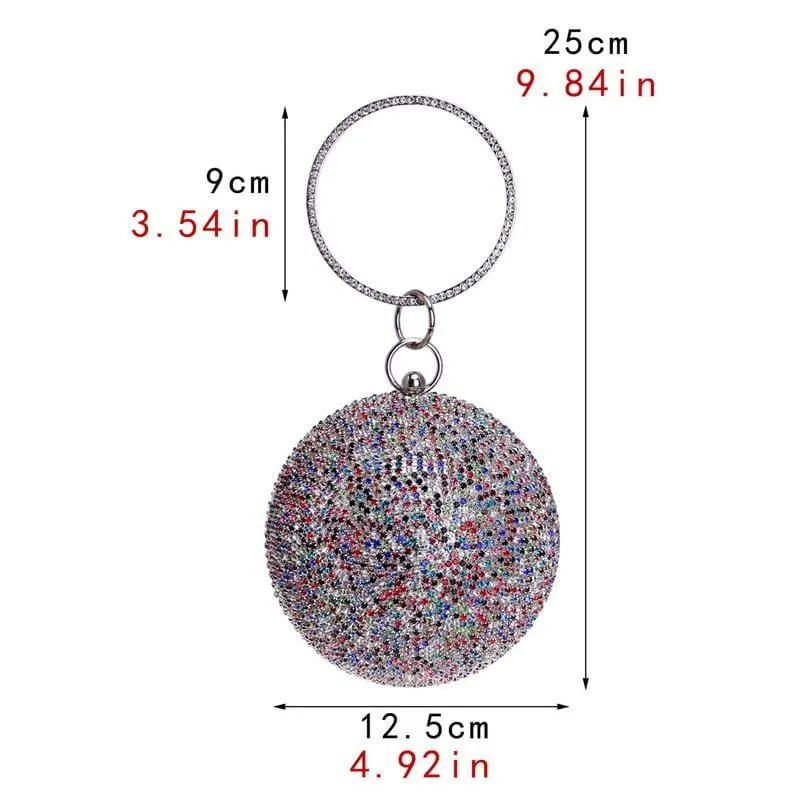 Diamonds Colorful Lady Round Shaped  Evening Clutch Bag