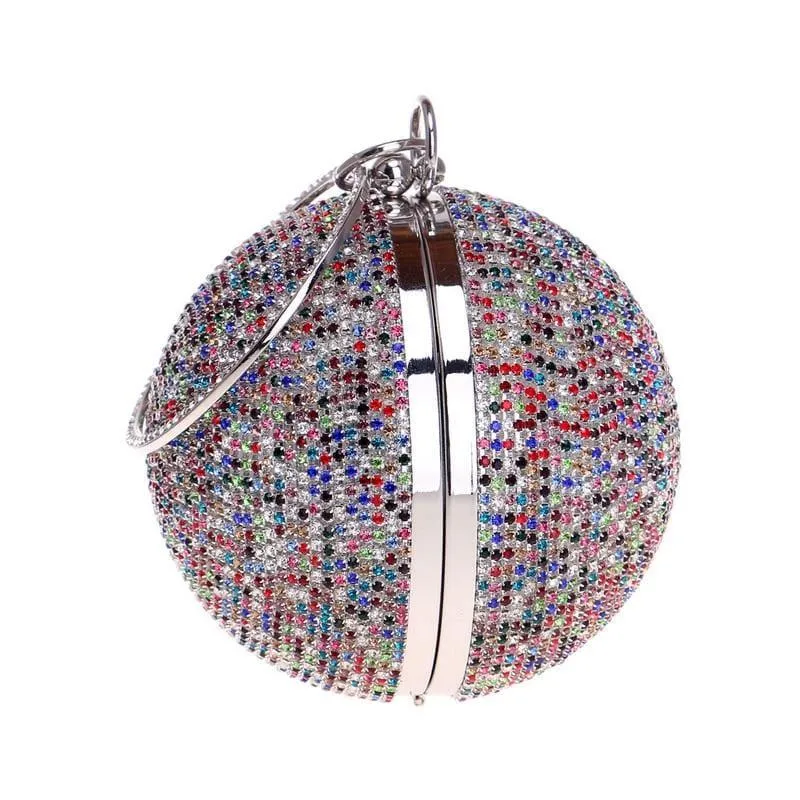 Diamonds Colorful Lady Round Shaped  Evening Clutch Bag
