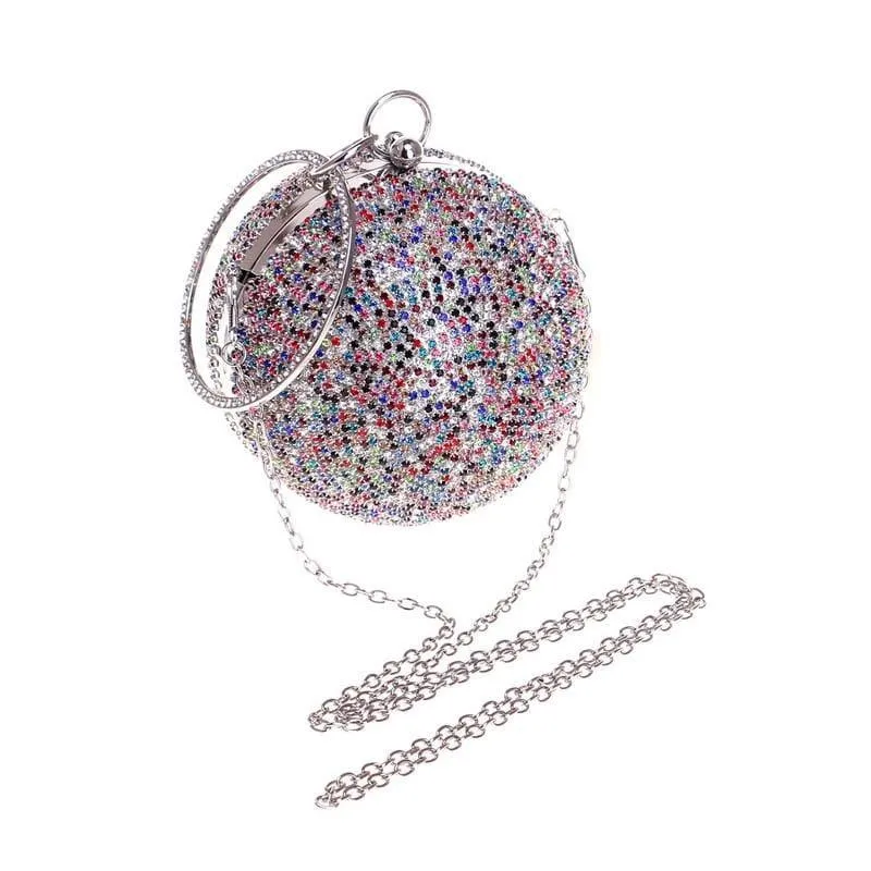 Diamonds Colorful Lady Round Shaped  Evening Clutch Bag