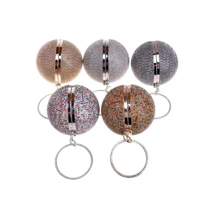 Diamonds Colorful Lady Round Shaped  Evening Clutch Bag