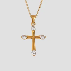 Eterna Cross Pendant 18k Gold Necklace