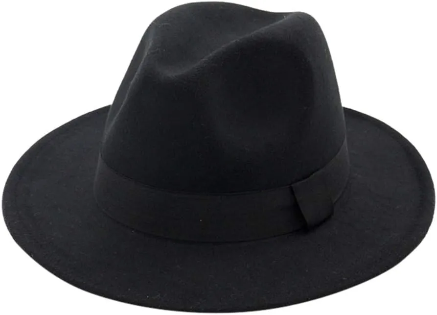 Fedora Hats for Men & Women Wide Brim Fedora Panama Hat Men's Dress Jazz Hats with Belt Buckle