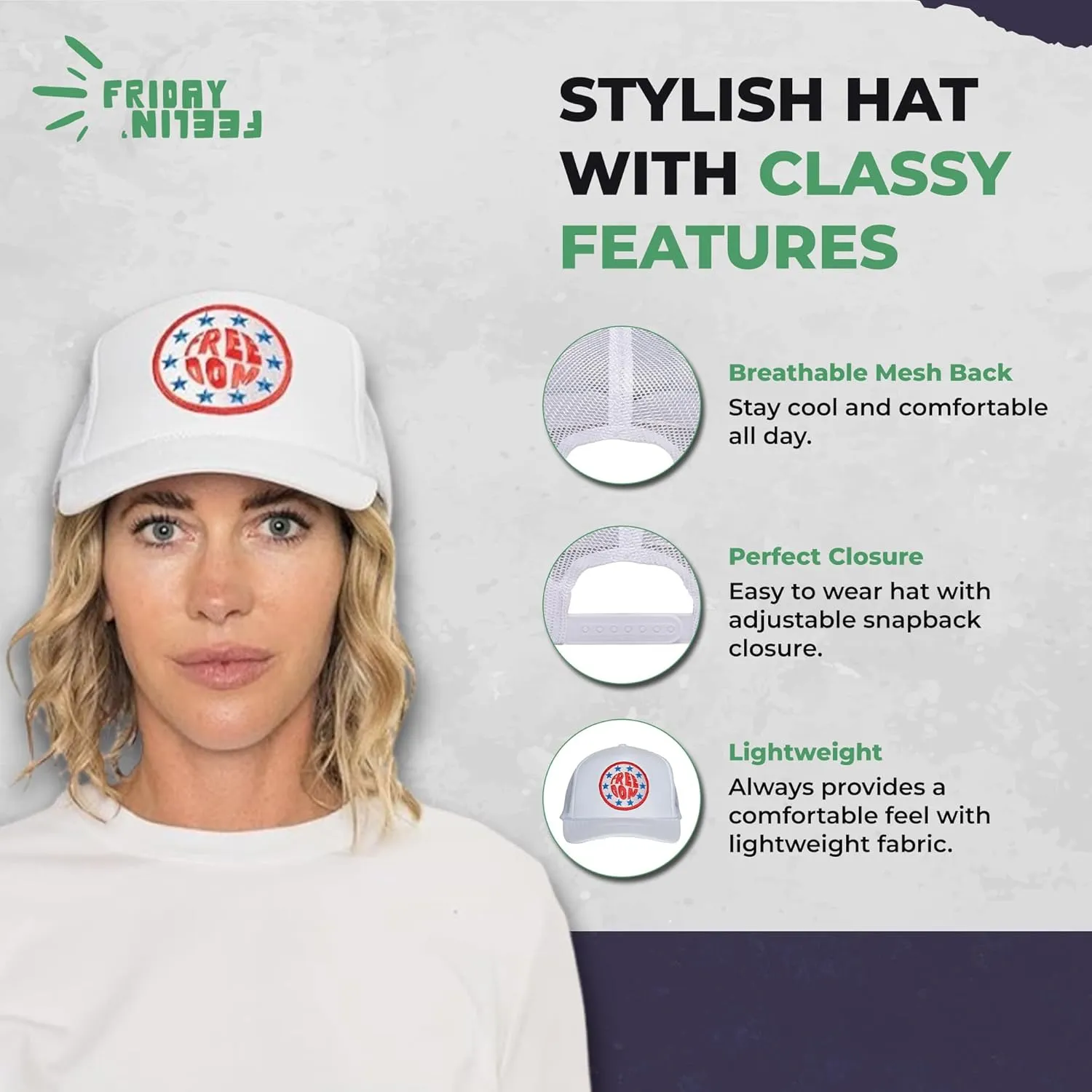 Friday Feelin' Trucker Hat Women Men Baseball Caps Western Trucker Hats Baseball Hats Easy Cap Trendy Gifts - One Size