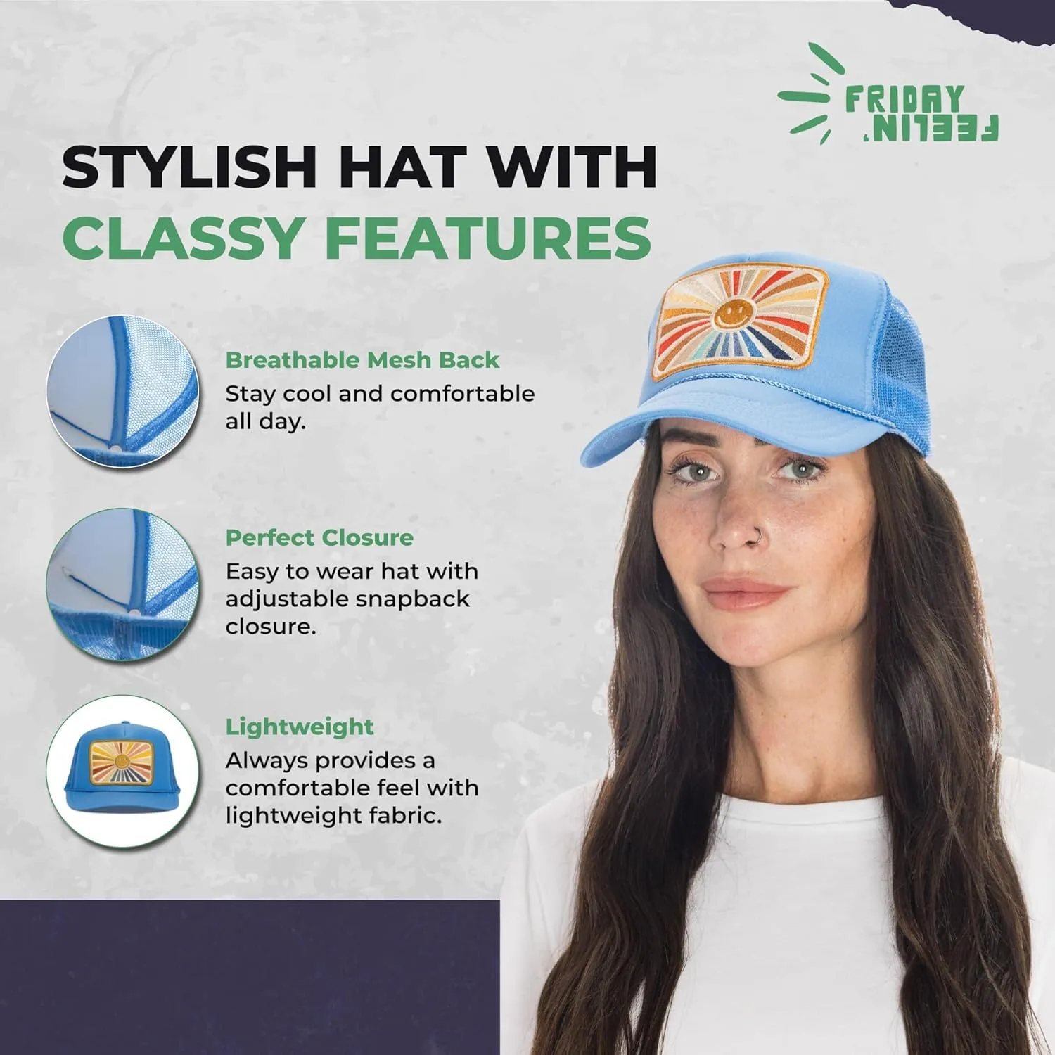 Friday Feelin' Trucker Hat Women Men Baseball Caps Western Trucker Hats Baseball Hats Easy Cap Trendy Gifts - One Size