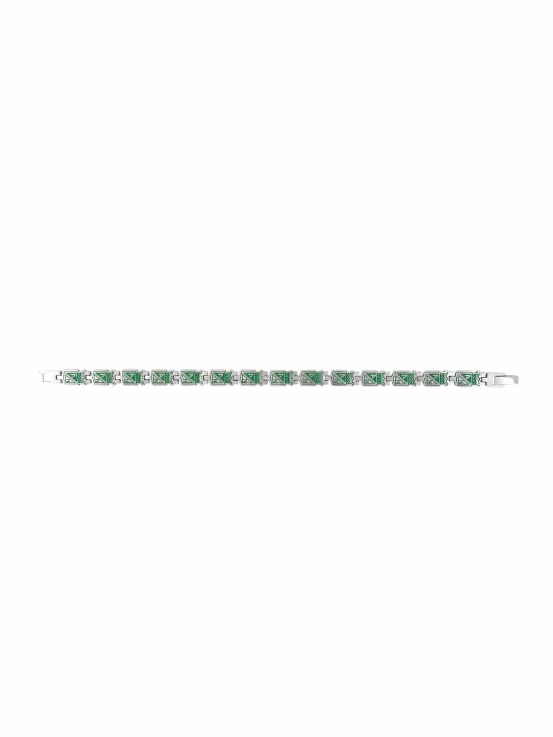 Green and Silver Tone Stainless Steel Columbian Football Team Link Bracelet