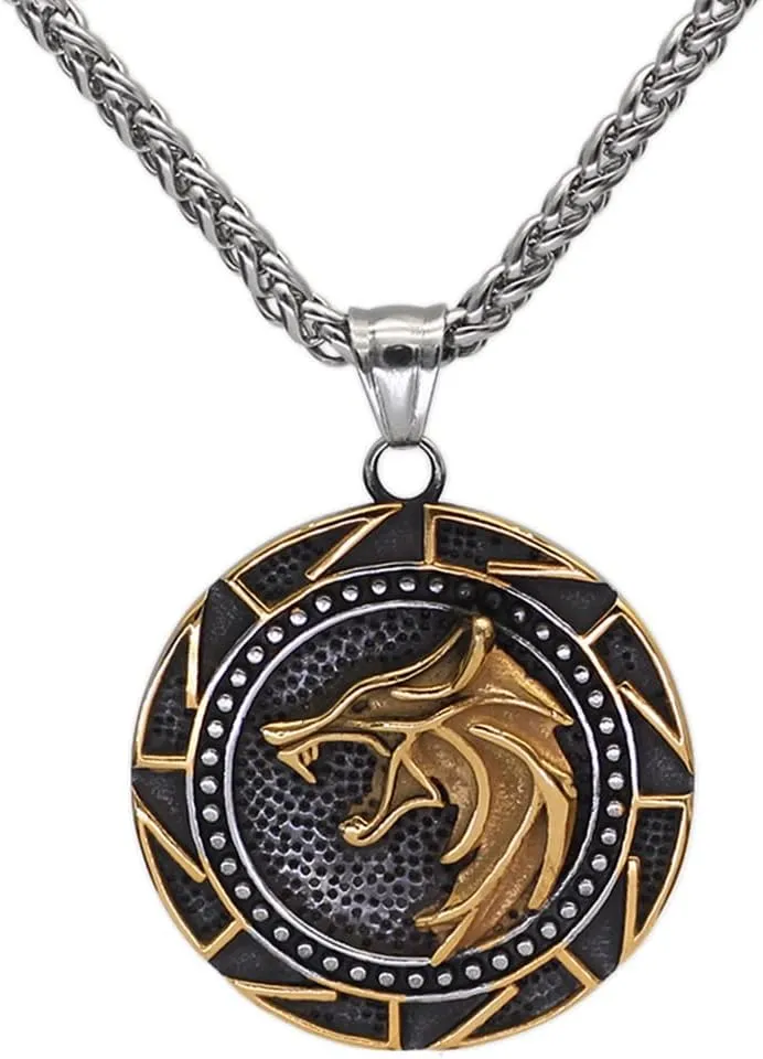 GuoShuang wolf necklace for men Gift Wolf Pedant necklace stainless Steel