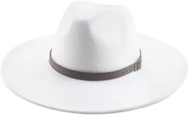 Hats for Women Man Hat Male Winter Felted Hat Big Brim 9.5CM Belt Band Casual Solid Panama Cap,White-56-58cm