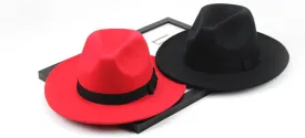 Homoyoyo Unisex Structured Wool Fedora Black Wide Brim Cap Perfect for Special Occasions