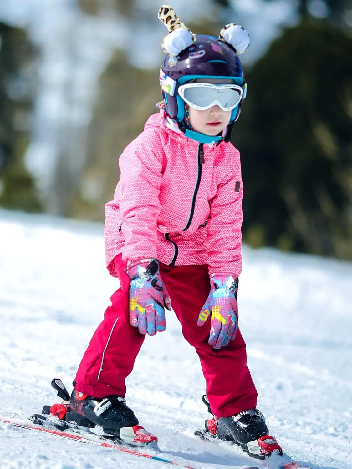 Honoson 2 Pairs Kids Snow Gloves Winter Waterproof Ski Gloves for Boys Girls Outdoor Toddler Snowboard Warm Youth Clothes