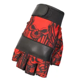 Hot Leathers Glove Sublimated Leather Over Top Skulls