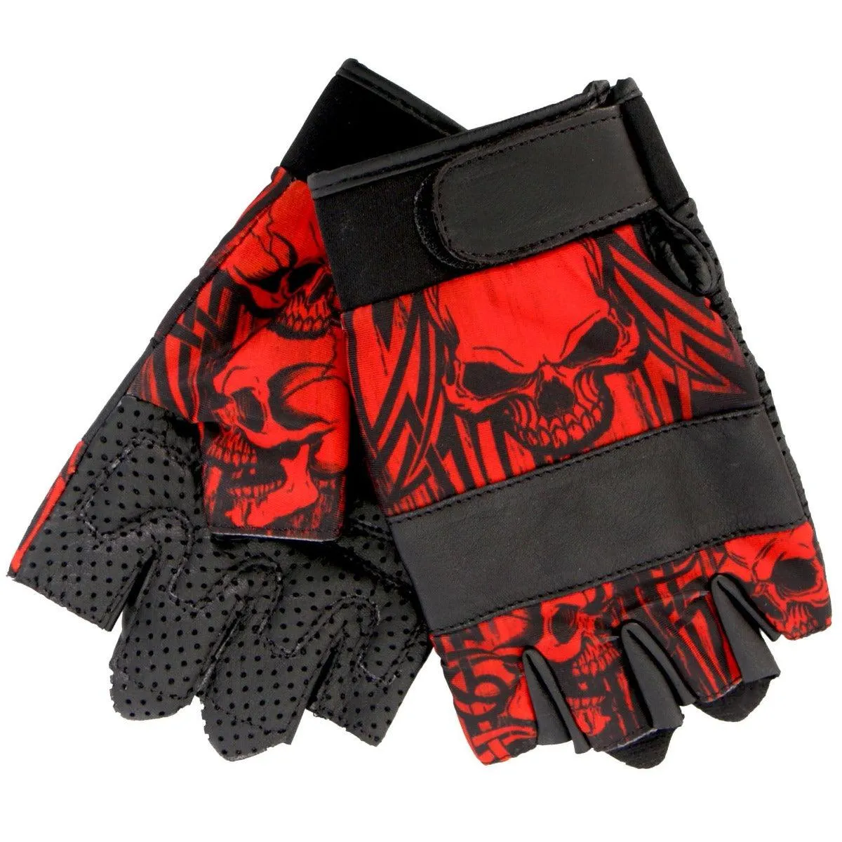 Hot Leathers Glove Sublimated Leather Over Top Skulls