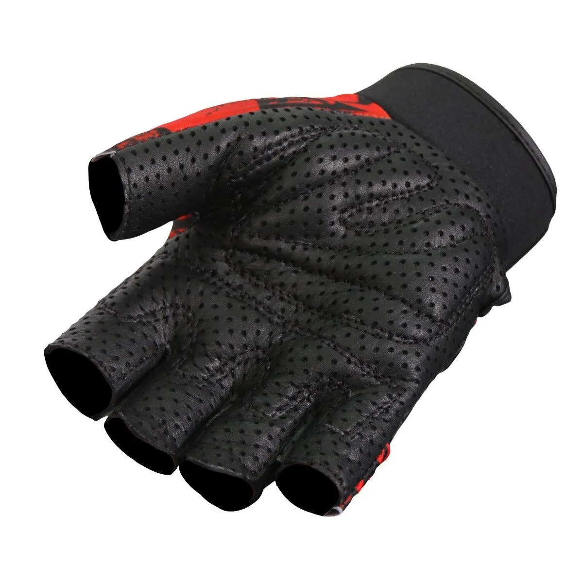 Hot Leathers Glove Sublimated Leather Over Top Skulls
