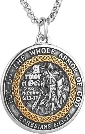 HZMAN Knights Templar Necklace for Men Stainless Steel Medieval Red Cross Pendant Jewelry Gift
