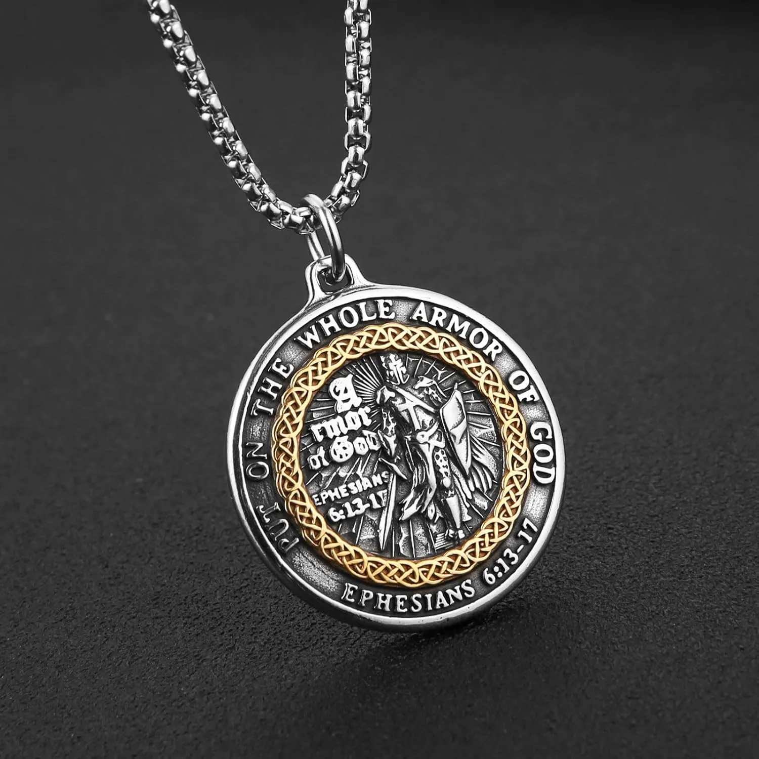 HZMAN Knights Templar Necklace for Men Stainless Steel Medieval Red Cross Pendant Jewelry Gift