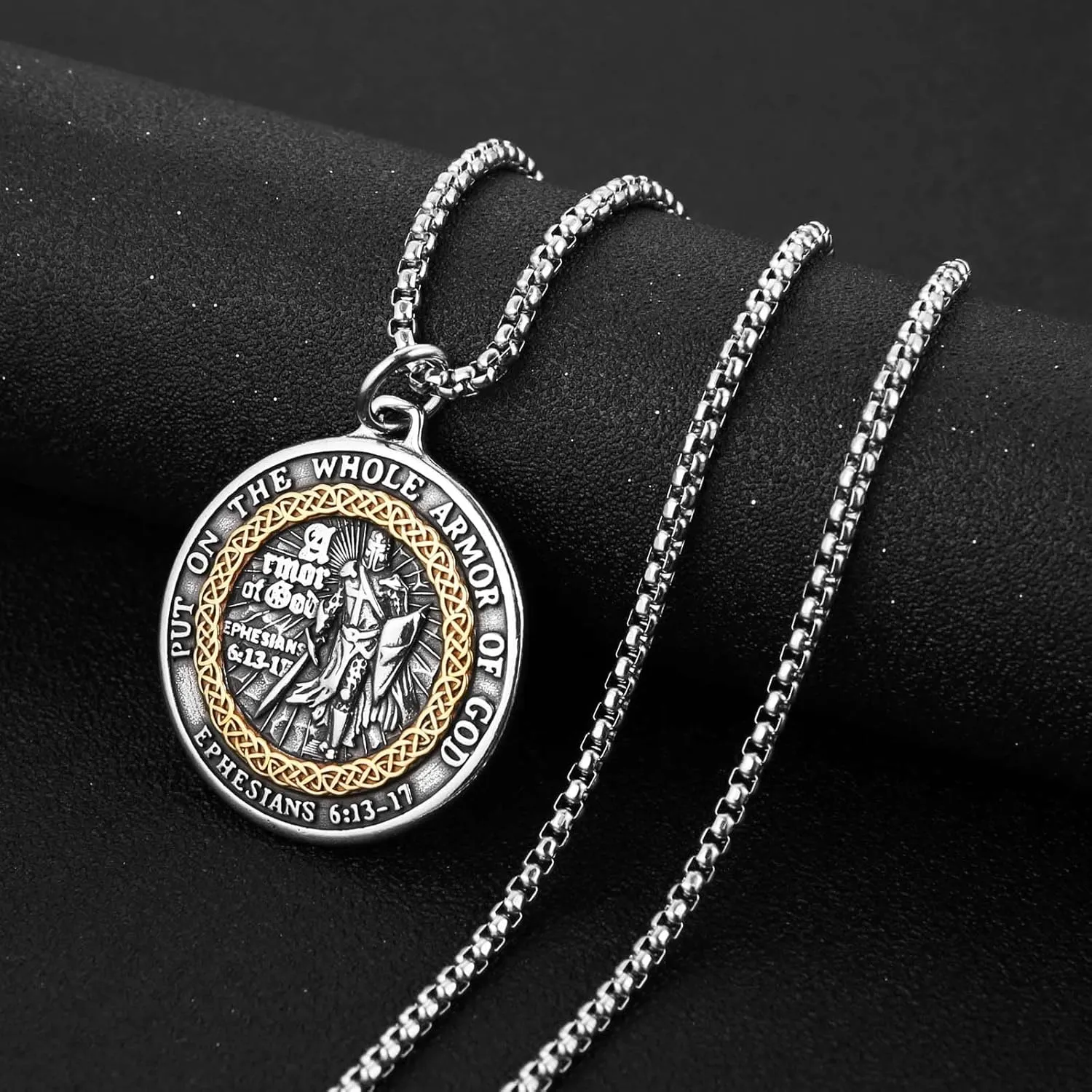 HZMAN Knights Templar Necklace for Men Stainless Steel Medieval Red Cross Pendant Jewelry Gift