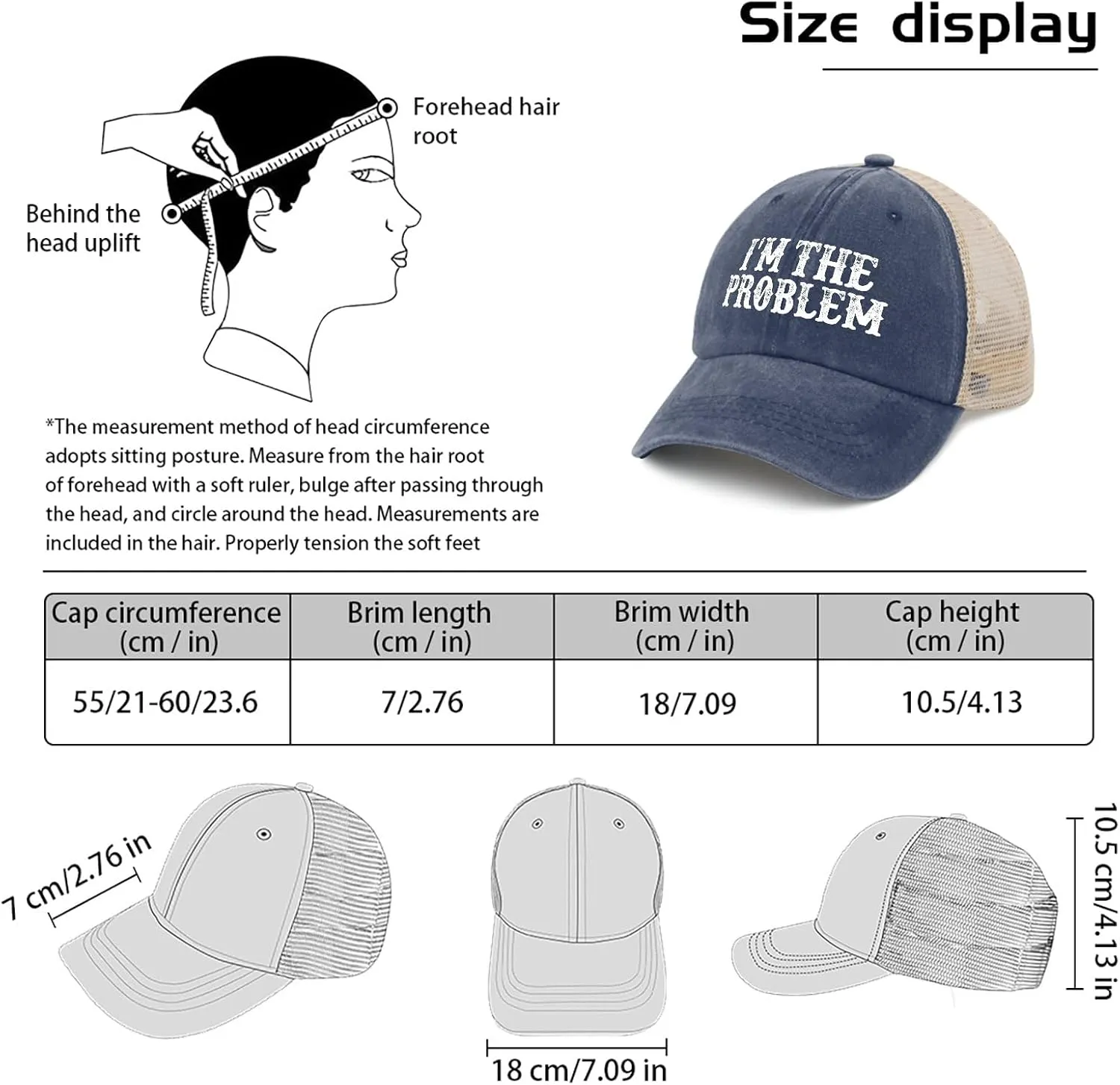 I'm The Problem Trucker Hat Women Trendy Mesh Trucker Hats for Summer