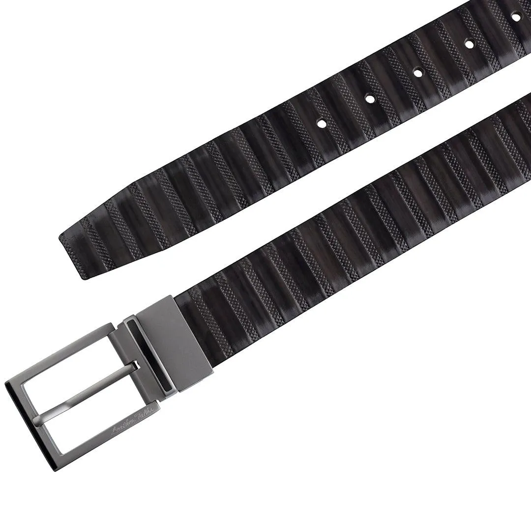 Italian VT Stripe   | Plus Size Leather Belt for Men | Color - Grey
