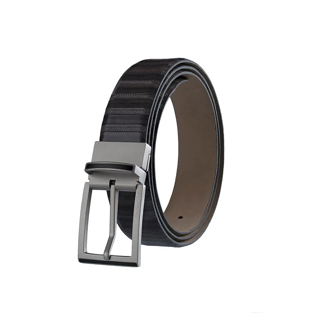 Italian VT Stripe   | Plus Size Leather Belt for Men | Color - Grey