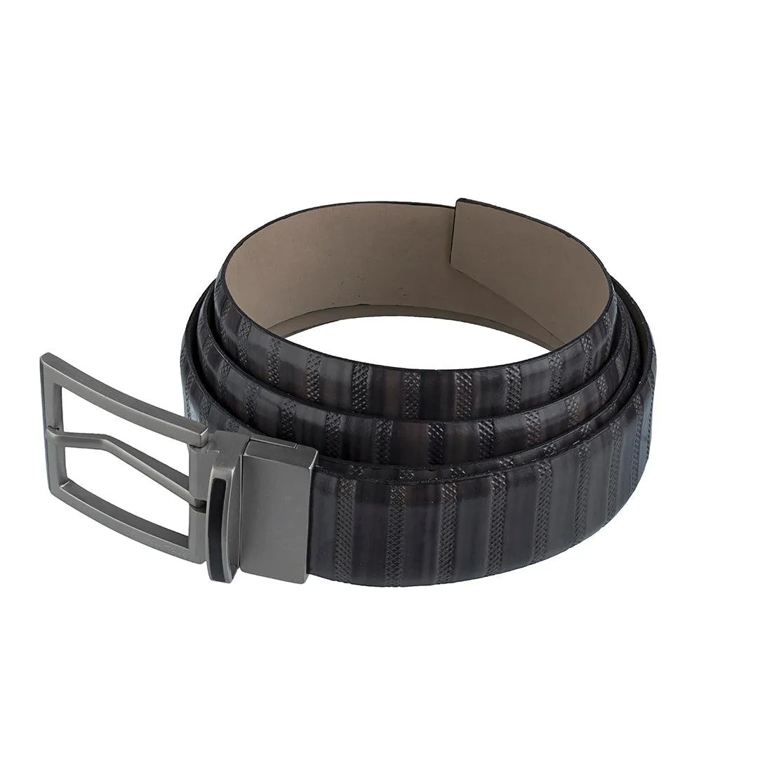 Italian VT Stripe   | Plus Size Leather Belt for Men | Color - Grey