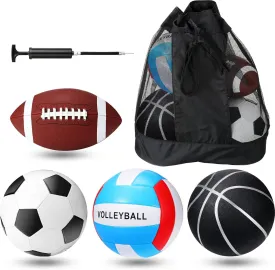 Jerify 4 Pcs Sport Balls Set Official Size Athletic Balls Include Soccer, Football, Basketball, Volleyball for Indoor Outdoor Game Activities Teens Youth Adult Ball Gifts