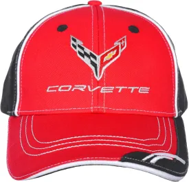 JH DESIGN GROUP Men's Chevy Corvette C8 Logo Cap Adjustable Red & Black Hat