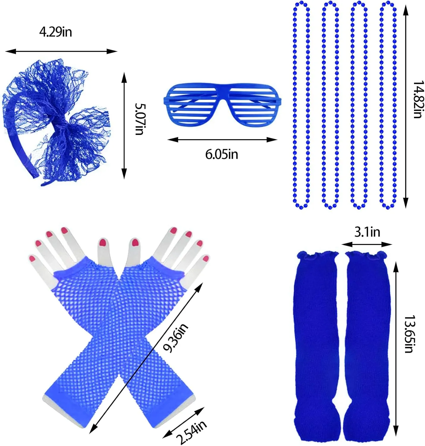 jiebor 80s Costume Outfits Accessories for Girls Kids Tutu Skirt Leg Warmers Fishnet Gloves Shutter Glass Headband Necklace