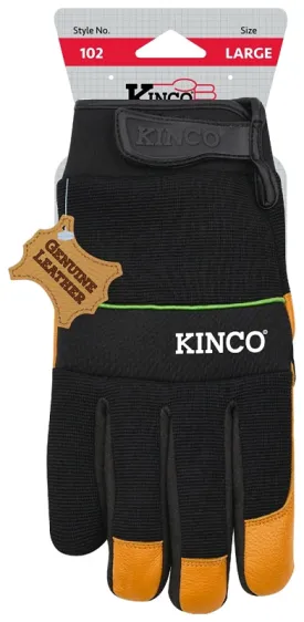KincoPro 102-L Safety Gloves, Men's, L, Wing Thumb, Hook and Loop Cuff, Polyester/Spandex Back, Gold :PR: QUANTITY: 1