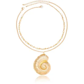 Layered Conch Shell Necklace - Ursula Necklace Gold Seashell Necklace Jewelry Witch Necklace for Women Halloween Ursula Costume Women Adjustable Cosplay Accessory